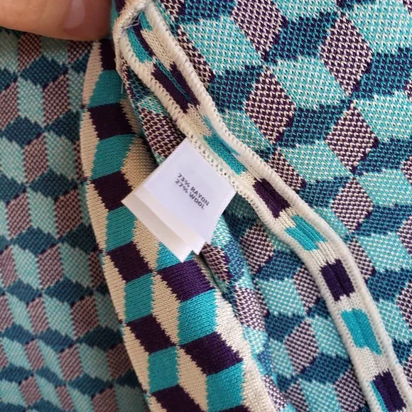 NWT St John Blue/White geomietric cube sweater dress - Picture 10 of 10